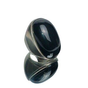 Vintage Francesca Romano Sterling Silver Black Onyx Cabochon  Size 6.5